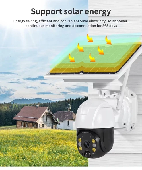 Wifi Uygulamalı Gece Görüşlü Solar Güneş Enerjili Kamera Akıllı Dış Mekan Güvenlik Kamerası ürün görseli 1