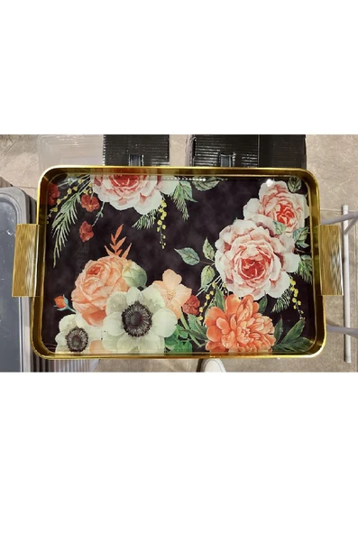 Arow Metal Cam Desenli Tepsi TR-1212 - Resim 2