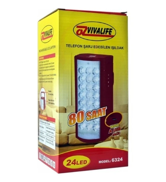 USB Şarj Çıkışlı 24 LED 80 Saat Akülü Şarjlı Işıldak (5314) - Resim 5