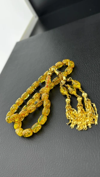 Altın Parçacıklı Flexi Glass Tesbih Hcz-Model RJMDFW ürün görseli 1