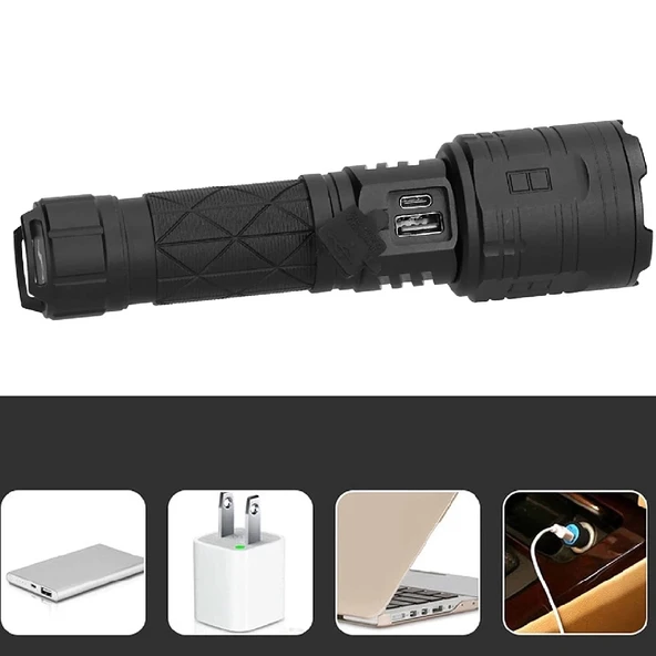 3000 Lümen Güçlü El Feneri  Wt-604 - Resim 3