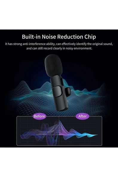 Lightning Girişli Iphone Uyumlu Ikili Kablosuz Yaka Mikrofonu Youtube Facebook Tiktok Vlog - Resim 5