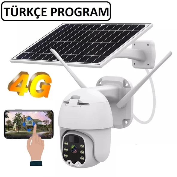 Sim Kartlı 4g Ptz 360 Hareketli Solar Güneş Enerjili 1080p Kamera Türkçe Program Son Sürüm ürün görseli 1