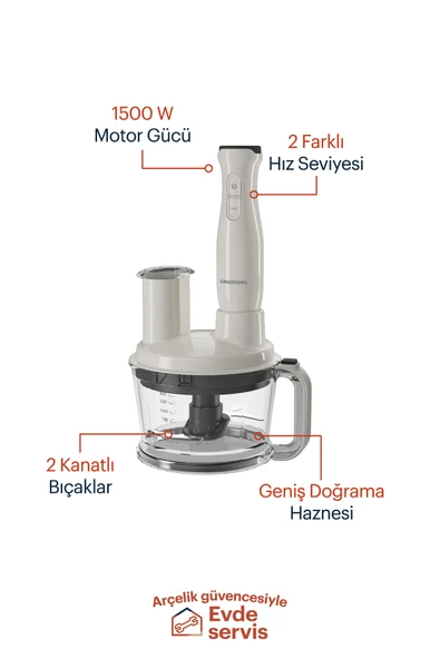Grundig RHB 1410 B 1500 Watt Blender Seti - Resim 2