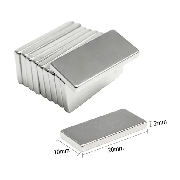 50 Adet 20x10x2 Mm Neodyum Mıknatıs Köşeli Magnet N35 Nikel Kaplama Güçlü Kaliteli Dayanıklı ürün görseli