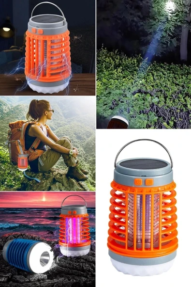 Askılı Solar Enerji İle Şarj Olabilen Sinek kovucu Kamp Feneri Işıldak - Resim 5