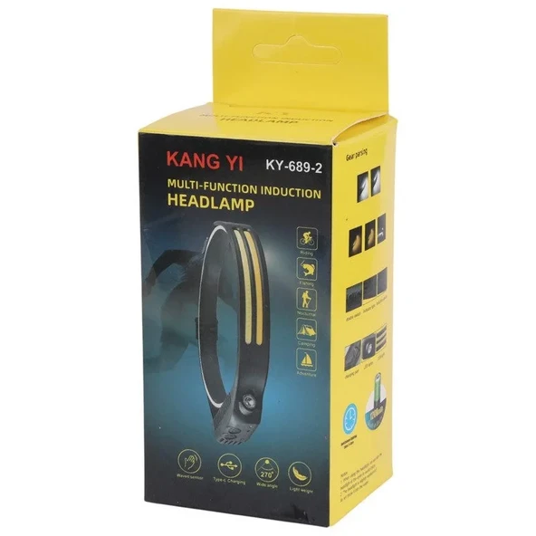 Sensörlü Far COB Led Far Şarj Edilebilir Kafa Feneri 18650 Dahili Pil Açık Hava Balıkçılık Kamp Baş Feneri Fener (5314) - Resim 2