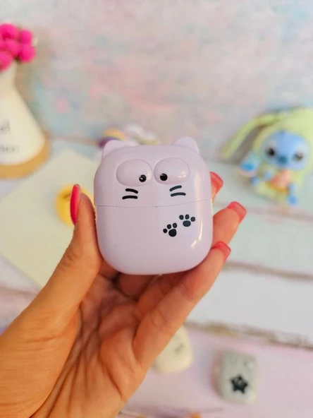 Sevimli Kedi Silgi Rulo Silgi, Toz Hazneli Silgi - Mor ürün görseli 1