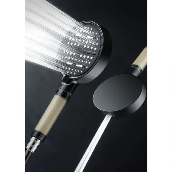 Kireç Tutucu Tazyik Arttırıcı 6 Fonksiyonlu Siyah Duş Başlığı ürün görseli