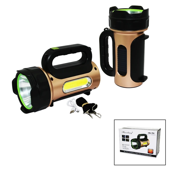 10W - SOLAR - USB ŞARJLI 2IN1 EL FENERİ RENKLİ FONKSİYONEL SMD LED (5314) ürün görseli 1