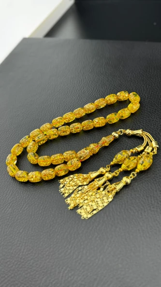 Altın Parçacıklı Flexi Glass Tesbih Hcz-Model RJMDFW - Resim 2