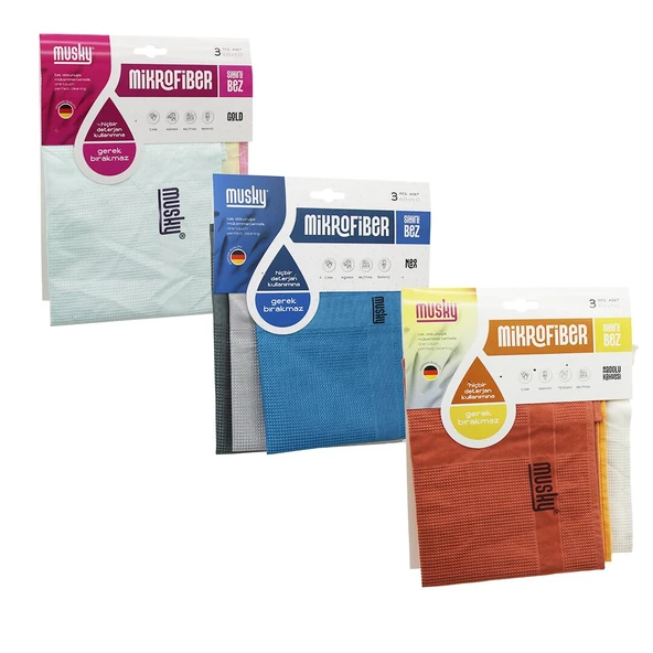 3PCS 40X60MM NEON-AN.KAHVE-GOLD MİX MİKFROFİBER SİHİRLİ BEZ DETERJANA GEREK YOK CAM- ARABA- MUTFAK- BANYO (5314) ürün görseli 1