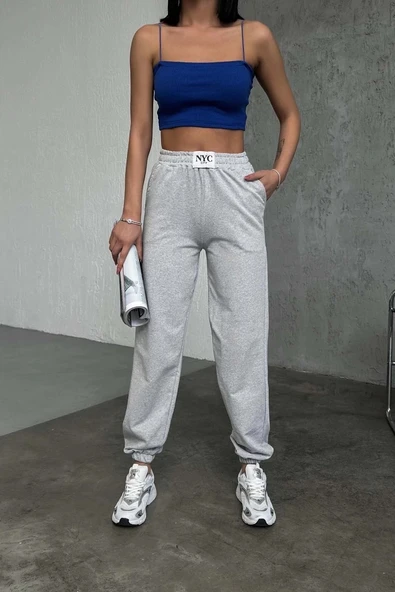 Rahatlığın Şıklığı Tarz Gri Paçası Lastikli Eşofman Altı - Resim 6