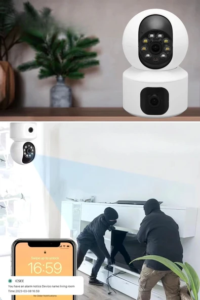 Yosee Uygulama Çift Kameralı Wifi Bağlantılı Gece Görüşlü Ev Tipi Güvenlik Kamerası - Resim 8