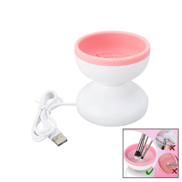 MAKEUP BRUSH CLEANER MAKYAJ FIRÇA TEMİZLEME MAKİNESİ  USB ÇALIŞMA - SİLİKON TIRTIKLI HAZNE (5314) ürün görseli 1