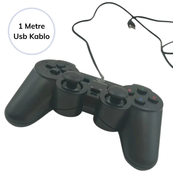 Çift Titreşimli Usb Kablolu Oyun Kolu Pc Uyumlu Vibration Gamepad - Resim 5