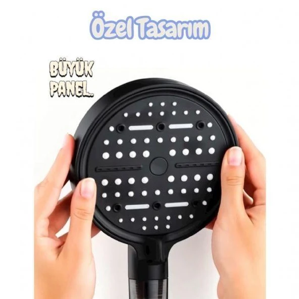 Kireç Tutucu Tazyik Arttırıcı 6 Fonksiyonlu Siyah Duş Başlığı - Resim 4