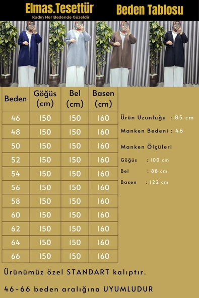 Kadın Giyim Büyük Beden Düz Renk Standart Beden Hırka - Resim 2