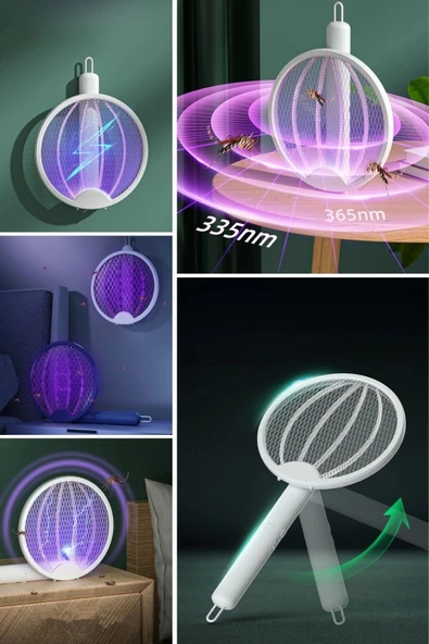 Asılabilen Ve Masaüstü Olabilen 2w Sinek kovucu Mor Işıklı Raket - Resim 8