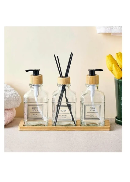 Perotti Sıvı Sabunluk Seti 3 Lü Bambu Altlıklı Rogan 18045 4869 - Resim 2