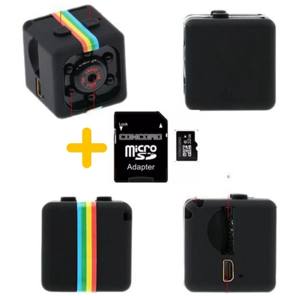 Mini SQ11 Kamera Full Hd Mikro Gizli Araç Kamerası Gece Görüşlü Taşınabilir Güvenlik Kaydedici 32gb Hafıza Kartı Hediyel - Resim 2