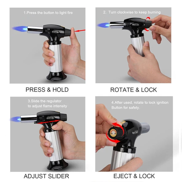 TORCH Pürmüz Çakmak Dolduralabilir Profesyonel Metal Gövde (5314) - Resim 4