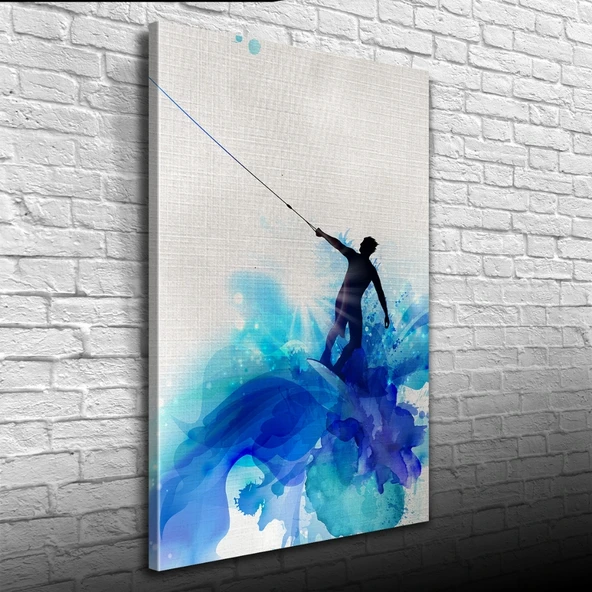 Kitesurf Yapan Sporcu Suluboya Kanvas Tablo 50 x 70 ürün görseli 1