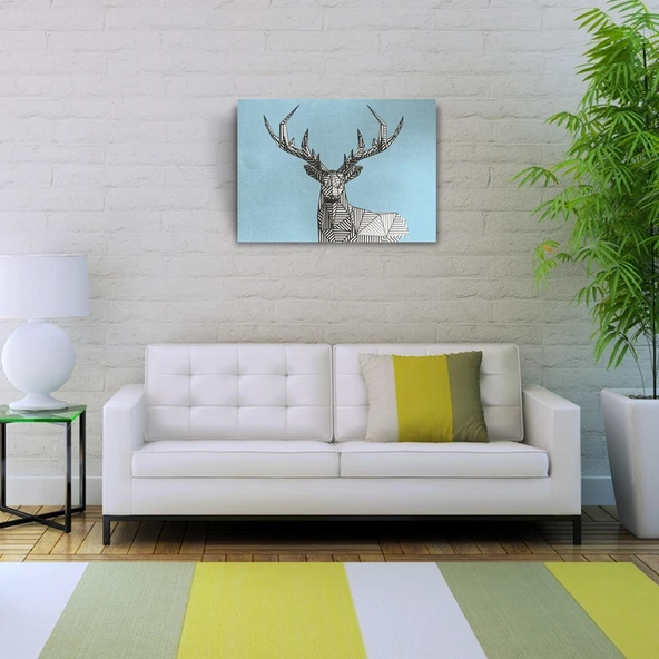 Geyik Temalı Soyut Çalışma Kanvas Tablo 50 x 70 - Resim 3
