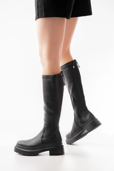 236-2291 Siyah Fermuarlı Günlük Kadın Çizme ürün görseli 1