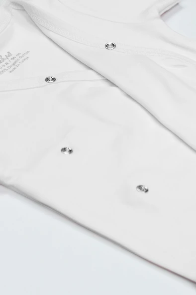 Organik Natural Basic Style Kruvaze Uzun Kol Body BS17102 Beyaz - Resim 4