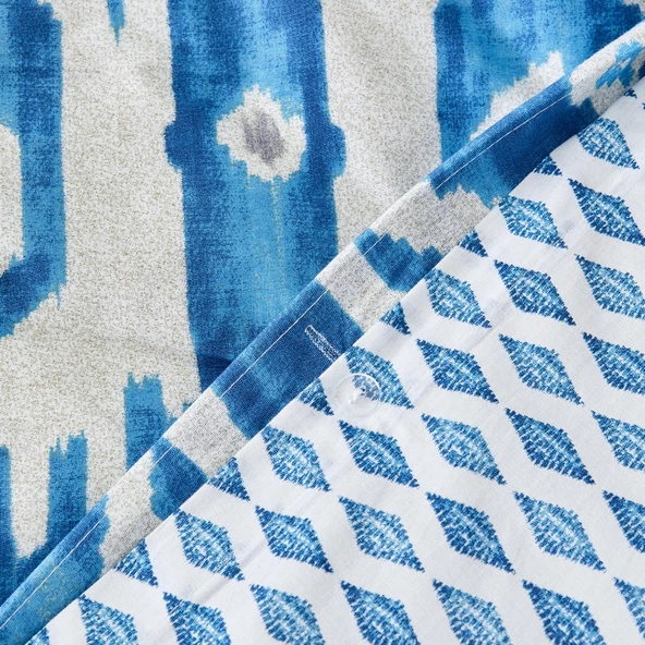 Karaca Home Neos Mavi %100 Pamuk Çift Kişilik Nevresim Takımı - Resim 6