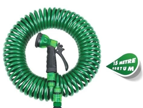 30 Metre Spiral Hortum + 4 Fonksiyonlu Özel Sulama Tabancası (5314) - Resim 5