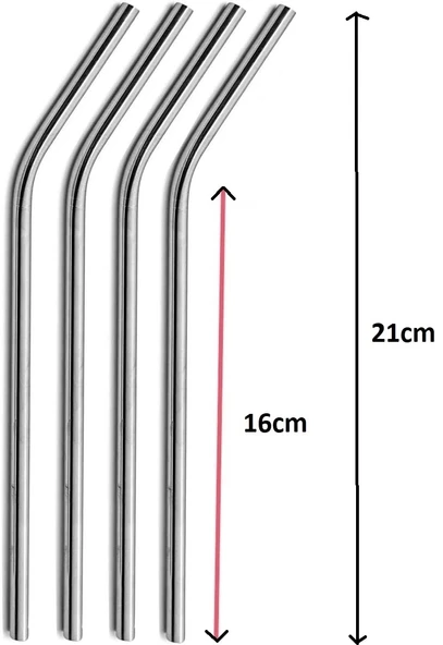 Çelik Pipet Paslanmaz Çelik Metal Meşrubat Pipeti Ve Pipet Temizleme Fırçası Seti 5 Parça - Resim 2