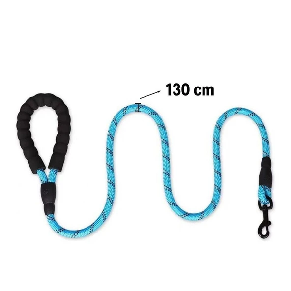 Reflektörlü Fosforlu Köpek Gezdirme Halatı Tasma Kayışı Metal Kancalı 130 cm (5314) - Resim 4