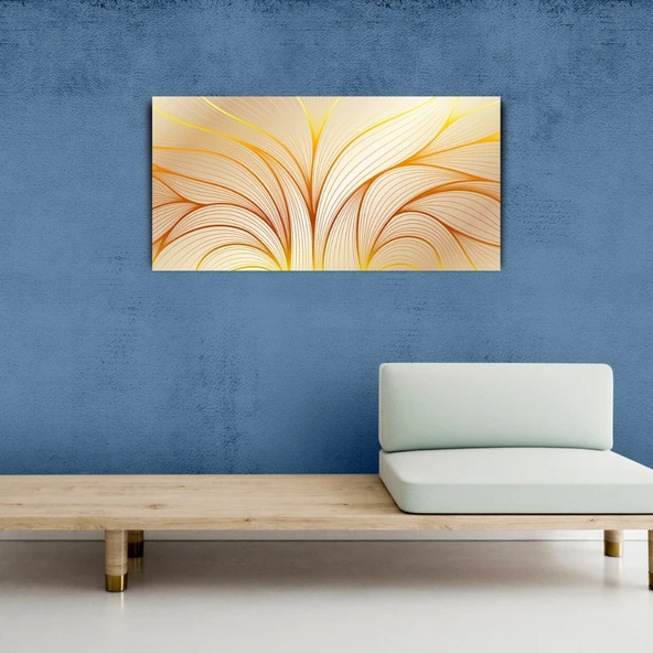 Sarı ve Beyaz Renklerde Soyut Çalışma Kanvas Tablo 60 x 120 ürün görseli 1