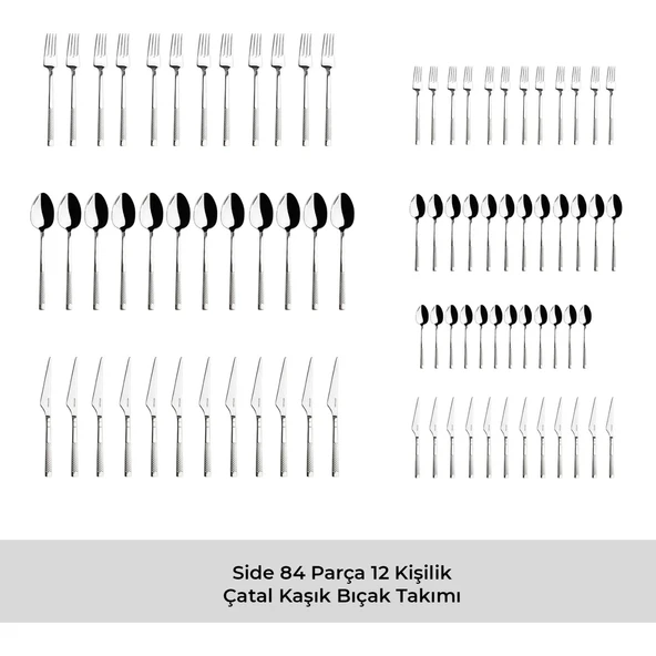 Emsan Side 84 Parça Lüks Kutulu 12 Kişilik Çatal Kaşık Bıçak Seti - Resim 7