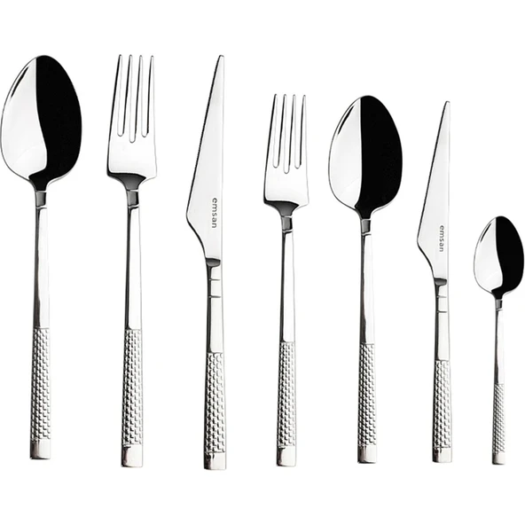 Emsan Side 84 Parça Lüks Kutulu 12 Kişilik Çatal Kaşık Bıçak Seti - Resim 8