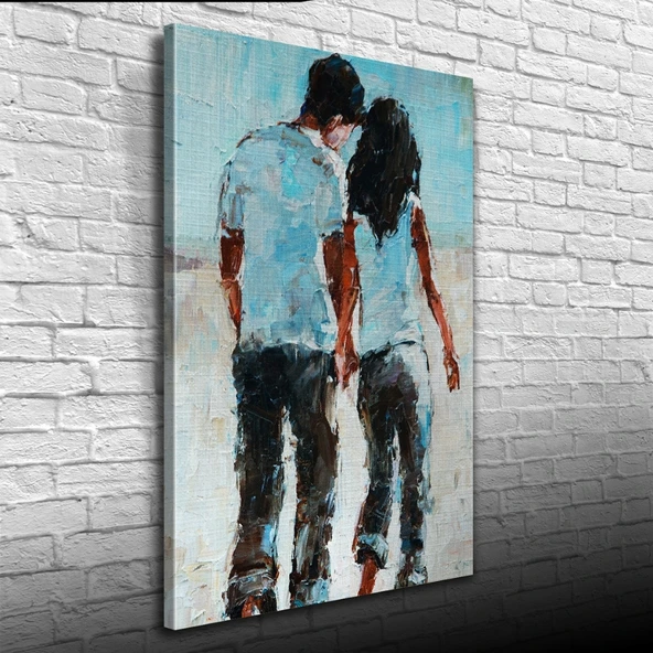 Elele Yürüyen Sevgililer Yağlıboya Kanvas Tablo 50 x 70 ürün görseli 1