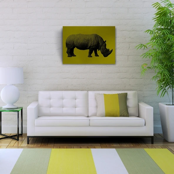 Gergedan , Hipopotam Soyut Çalışma Kanvas Tablo 50 x 70 - Resim 3