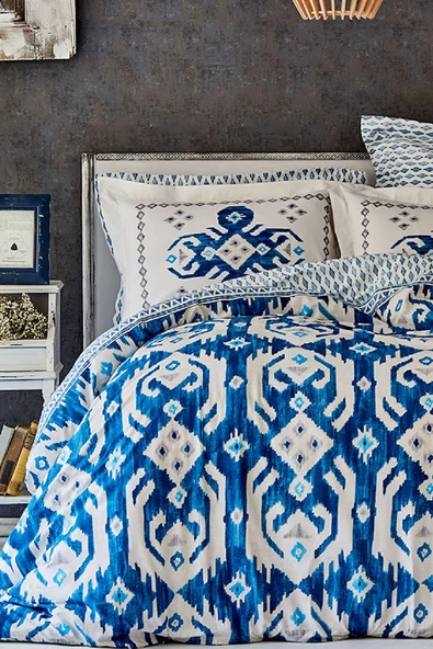 Karaca Home Neos Mavi %100 Pamuk Çift Kişilik Nevresim Takımı - Resim 9