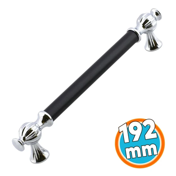 Mobilya Kulpu Metal Çekmece Mutfak Dolap Dolabı Kapak Kulpları Kulbu 192 mm 19.2 cm Krom Siyah ürün görseli