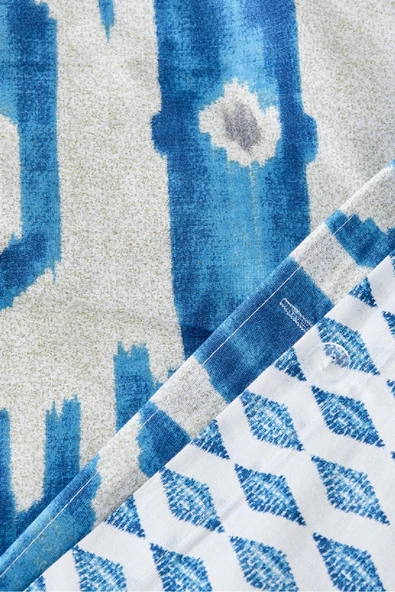 Karaca Home Neos Mavi %100 Pamuk Çift Kişilik Nevresim Takımı - Resim 10