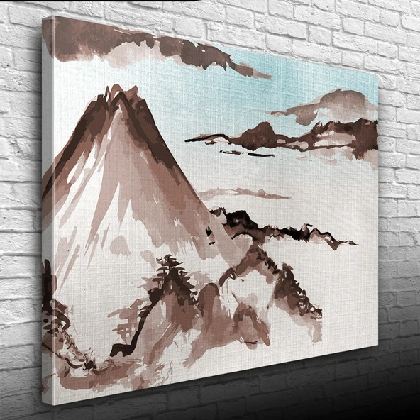 Karlı Dağlar Gri Bulutlar Yağlıboya Kanvas Tablo 50 x 70 - Resim 3