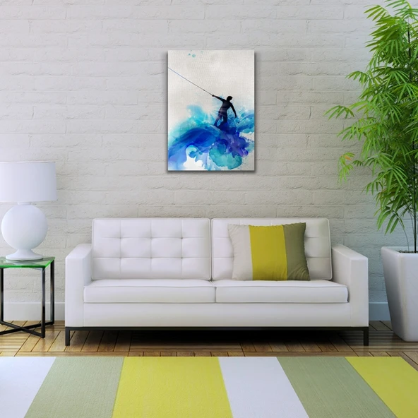 Kitesurf Yapan Sporcu Suluboya Kanvas Tablo 50 x 70 - Resim 2