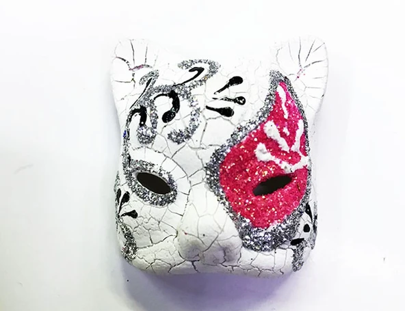 Pembe Renk İşlemeli Seramik Malzemeden İmal Venedik Kedi Model Magnet ürün görseli