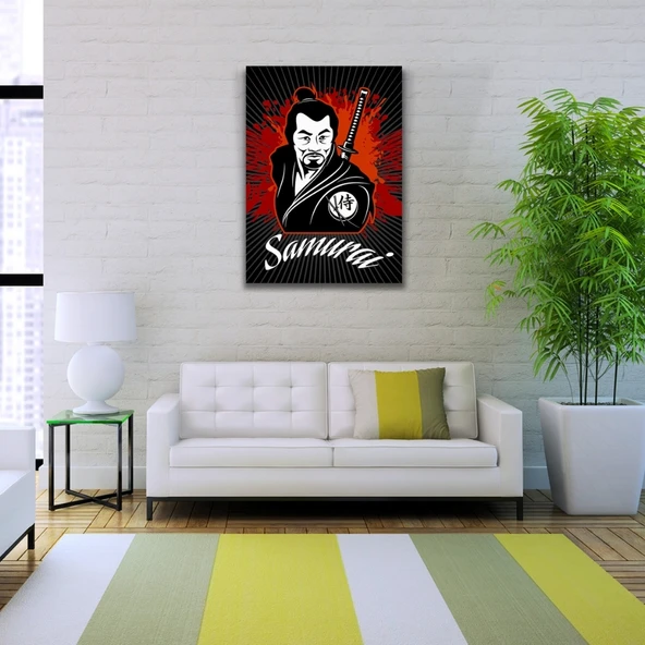 Japon Samuray Kırmızı ve Siyah Tonlarda Poster Kanvas Tablo 50 x 70 - Resim 2