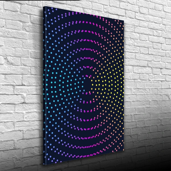 Dairesel sıralı Renkli Noktalar Kanvas Tablo 50 x 70 - Resim 3