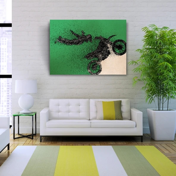 Gösteri yapan Motokrosçu Kanvas Tablo 50 x 70 - Resim 2