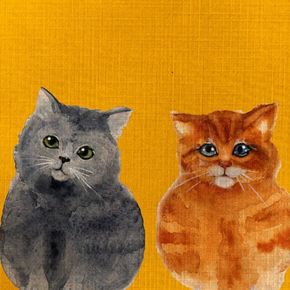 Sevimli Kediler Yağlıboya Kanvas Tablo 60 x 120 - Resim 2