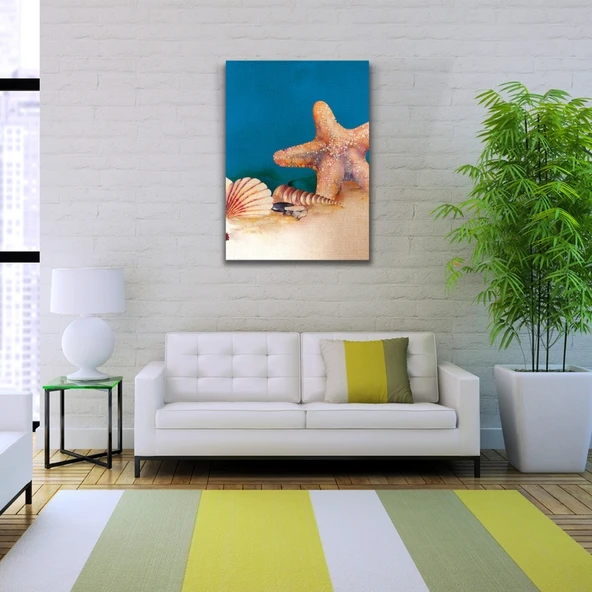 Deniz Yıldızı ve İstiridye Kanvas Tablo 50 x 70 - Resim 2